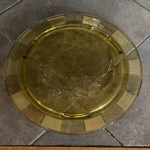 Golden Floral Glass Dinner Plate